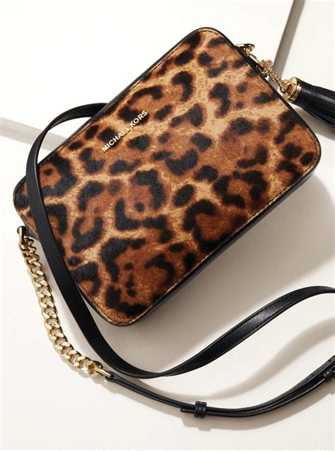 michael michael kors mercer leopard calf hair crossbody|Michael Kors.